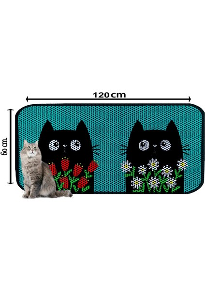 Desenli Kedi Kumu Paspası 60 x 120 cm
