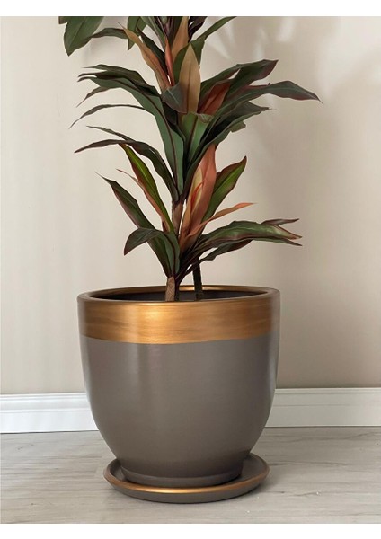 Klasik Saksı Tabaklı 38 CMX40 cm Vizon-Gold Vizon Gold