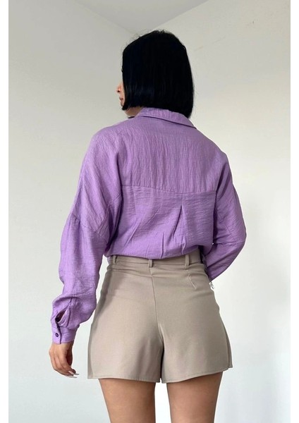 Lila Kristal Taşlı Gömlek modelleri