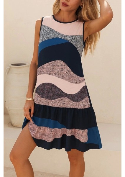 Kadın Kolsuz Sırttan Bağlamalı Fırfırlı Leopar Desenli Dalgıç Elbise fırsatları