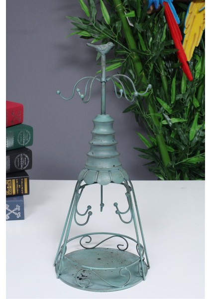 Yeşil Metal 44CM 11 Askılı Kuşlu Kafes Takı Organizer Düzenleyici fiyatları