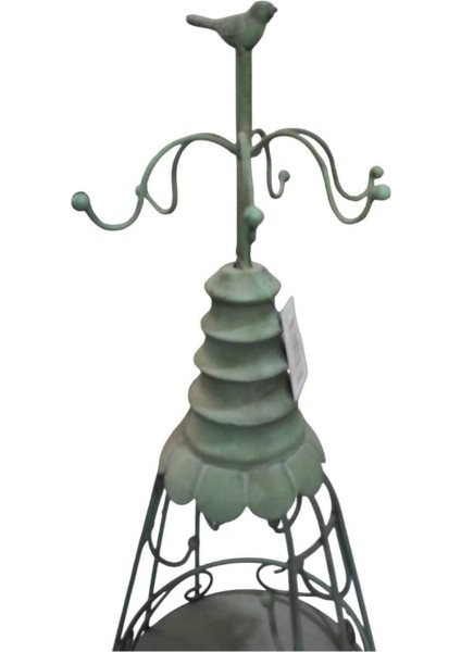 Yeşil Metal 44CM 11 Askılı Kuşlu Kafes Takı Organizer Düzenleyici modelleri