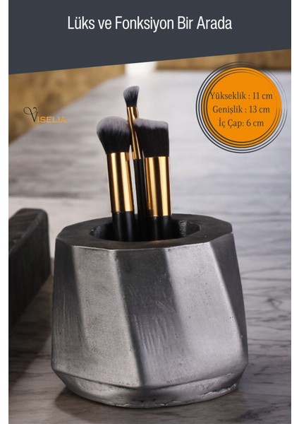 Makyaj Duzenleyici Makyaj Organizeri Makyaj Fırçalığı Makyaj Fırçası Altın Renk Model 17