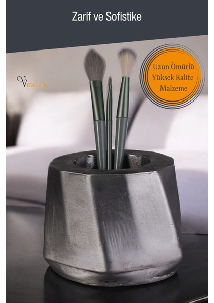 Makyaj Duzenleyici Makyaj Organizeri Makyaj Fırçalığı Makyaj Fırçası Altın Renk Model 17