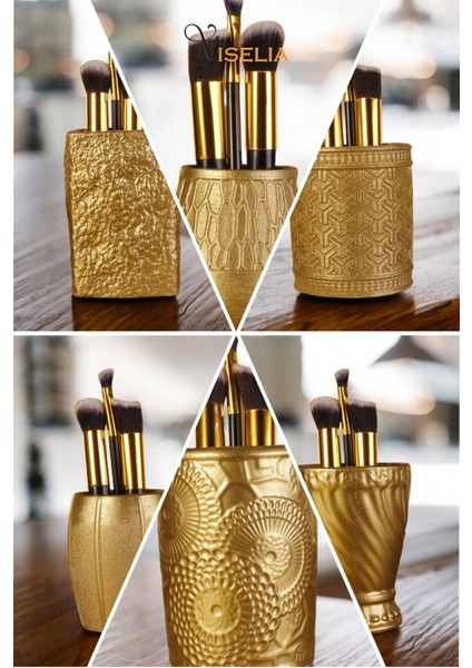Makyaj Duzenleyici Makyaj Organizeri Makyaj Fırçalığı Makyaj Fırçası Altın Renk Model 17