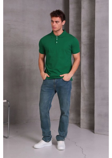 Erkek Slim Fit Pamuklu Yumuşak Doku Nefes Alan Kumaş Yakalı Tişört fırsatları