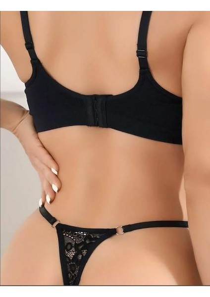 Siyah Bacak Bantlı Dantelli String Tanga fiyatları
