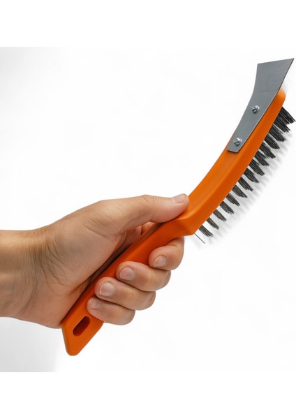Spatulalı Çelik Tel Fırça 270 mm Metal Kazıma Temizleme Pas Sökücü Çelik Kıllı El Tipi Nalbur Fırça fiyatları