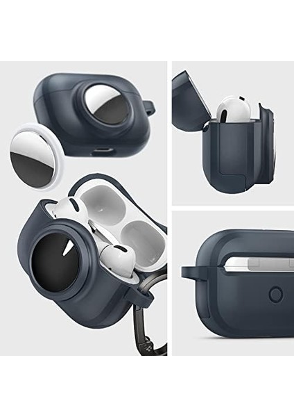 Airpods Pro (1. Nesil) / Airtag Için Kılıf Tag Armor Duo Metal Slate - ACS04390