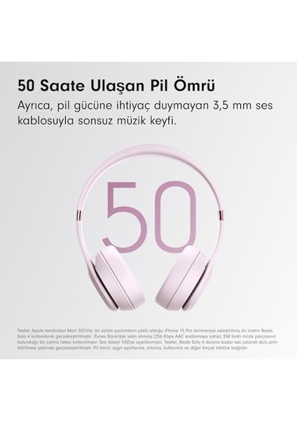 Solo 4 — Kablosuz Bluetooth Kulak Üstü Kulaklık, Apple ve Android ile Uyumlu, 50 Saate Dinleme Süres- Bulut Pembesi