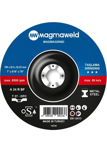 Magmagrind Taşlama Taşı 180X8.0X22 mm 10 Adet