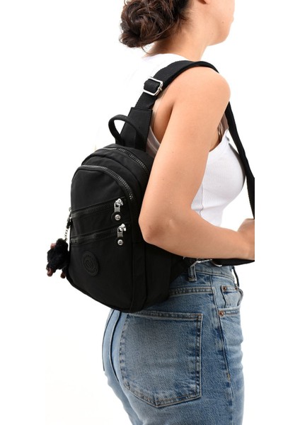 Unisex Kırinkıl Kumaş Suya Dayanıklı Ayarlanabilir Askılı Çok Bölmeli Siyah Renkli Omuz Çantası Body Bag modelleri