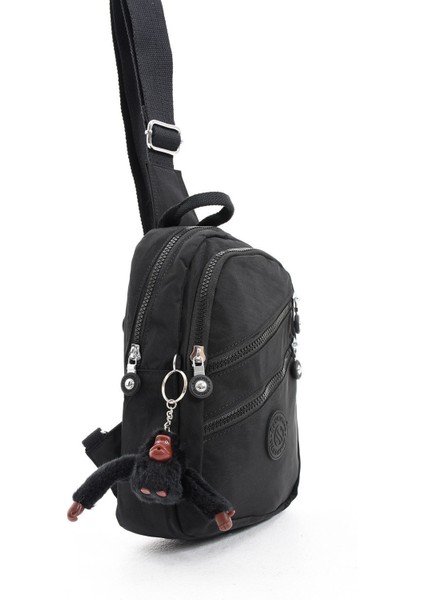 Unisex Kırinkıl Kumaş Suya Dayanıklı Ayarlanabilir Askılı Çok Bölmeli Siyah Renkli Omuz Çantası Body Bag fırsatları