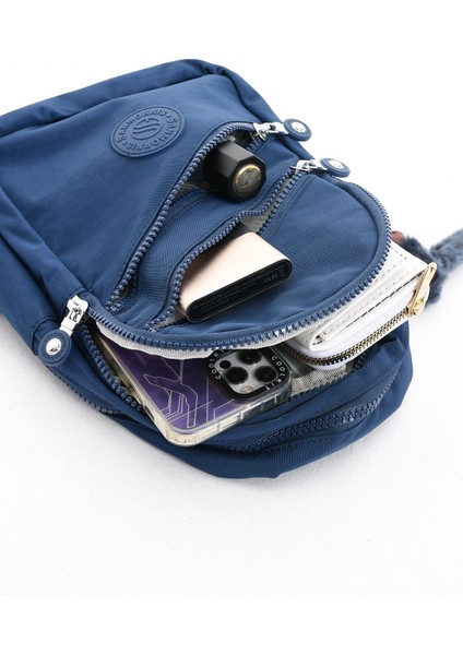 Unisex Kırinkıl Kumaş Suya Dayanıklı Ayarlanabilir Askılı Çok Bölmeli Siyah Renkli Omuz Çantası Body Bag