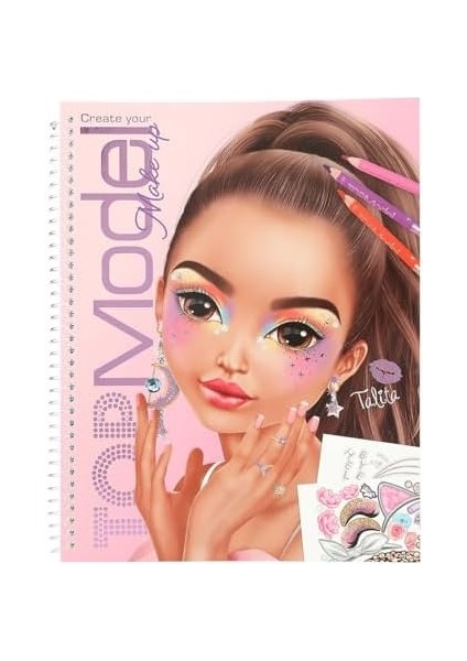 13144 Create Your Top Model Boyama Kitabı, Güzellik ve Makyaj Görünümleri Oluşturmak Için 20 Sayfa, Dahil Çıkartma Sayfası, Çok Renkli, Tek Beden