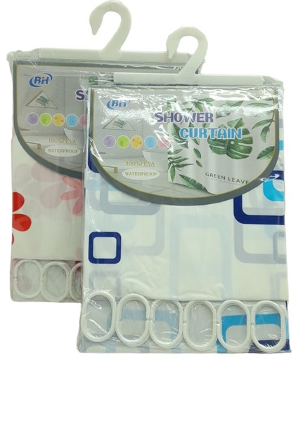 Çif Kanat Pvc Banyo Perdesi 2 Parça x 90X180CM - 12 Halkali