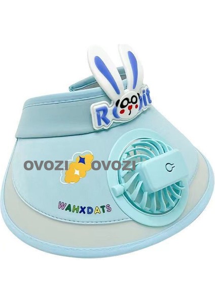 Ovozı USB Şarjlı Çocuk Yelpaze Şapka Güneşlik Ayarlanabilir (Yurt Dışından)