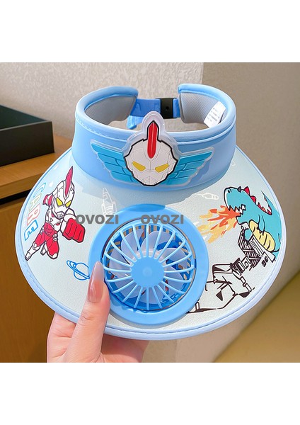 Ovozı USB Şarjlı Çocuk Yelpaze Şapka Güneşlik Ayarlanabilir (Yurt Dışından)
