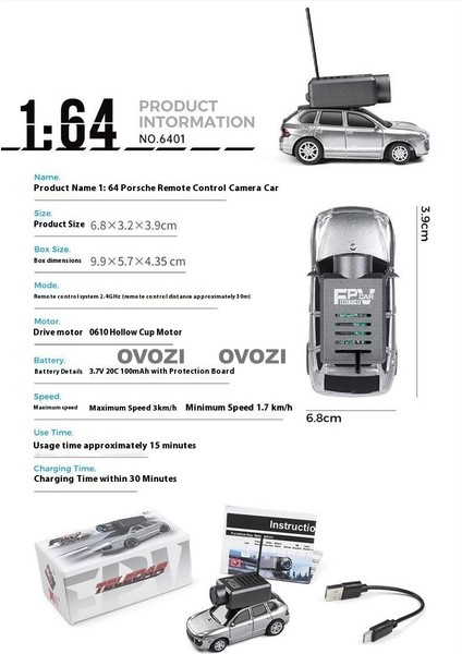 Ovozı 1:64 Porsche Uzaktan Kumanda Kamera Fotoğraf Mini Arka Sürücü Araba Oyuncakları (Yurt Dışından) indirimleri