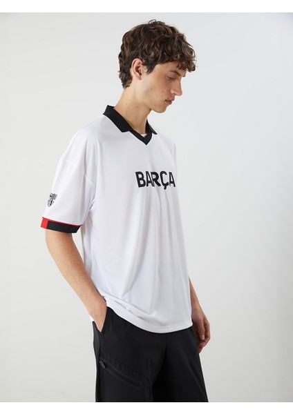 Yeni Sezon Polo Yaka Barcelona Baskili Erkek Taraftar Tisort - S5NQ43Z8