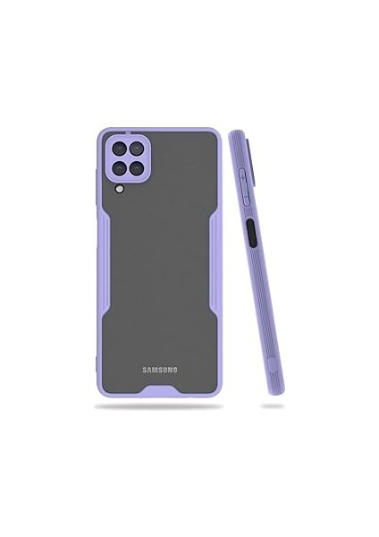 Nevarium Galaxy A22 Uyumlu Kılıf Mat Kamera Korumalı Silikon Platin - Lila