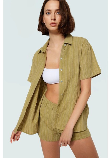 Dokuma Keten Karışımlı Oversize Plaj Şort Takım Yazlık Kombin Mükemmel Uyum Özel Tasarım fiyatları