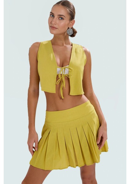 Plaj Şıklığı Için Pamuk Bluz Etek Takımı 2 Parça Yazlık Set Şık Görünüm Özenle Seçilmiş