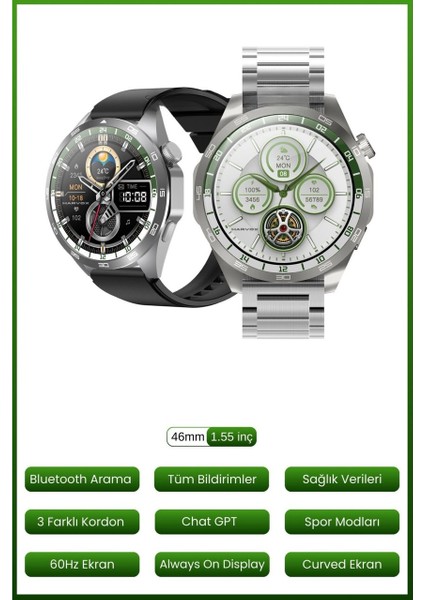 Harvox Hx- 4 Pro Akıllı Saat 3 Kordon Sesli Görüşme Bildirimleri Görme