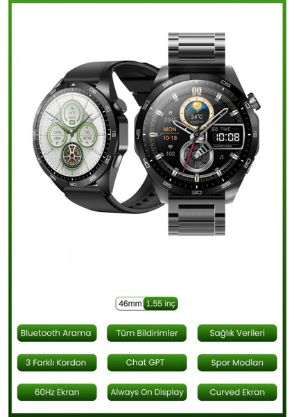 Harvox Hx- 4 Pro Akıllı Saat 3 Kordon Sesli Görüşme Bildirimleri Görme