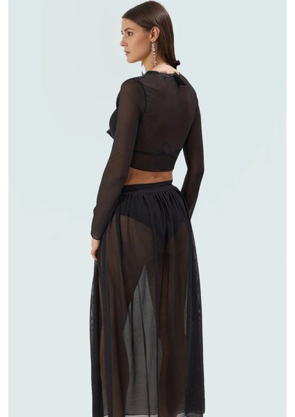 Plaj Için Ideal Örme Mesh Bluz Etek Takım Dik Yaka Uzun Ömürlü Profesyonel Görünüm modelleri