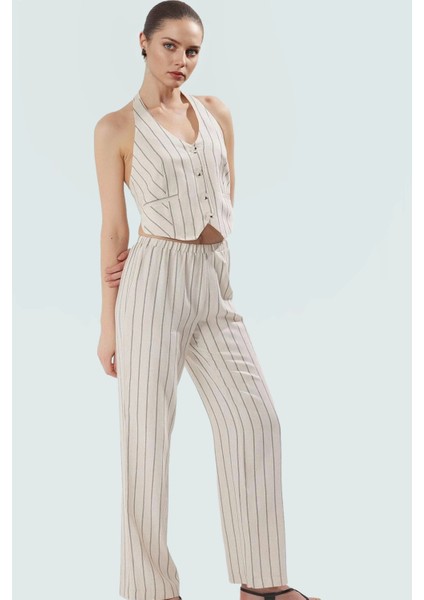 Nefes Alan Pamuklu Keten Ikili Takım Çok Çizgili Rahat Kullanım Modern Stil ve Şık modelleri