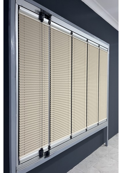 Katlanabilir Cam Balkon Plise Perde Bej (Kancalı Veya Vidalı Sistem)