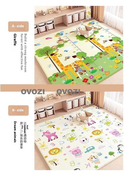 Ovozı 160×180×1CM Çift Taraflı Katlanabilir Bebek Emekleme Matı Oyun Paspasları ve Halıları (Yurt Dışından)
