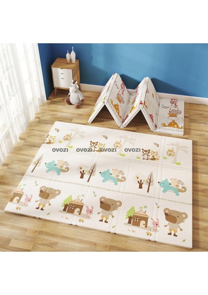 Ovozı 160×180×1CM Çift Taraflı Katlanabilir Bebek Emekleme Matı Oyun Paspasları ve Halıları (Yurt Dışından)