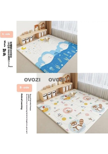 Ovozı 160×180×1CM Çift Taraflı Katlanabilir Bebek Emekleme Matı Oyun Paspasları ve Halıları (Yurt Dışından)