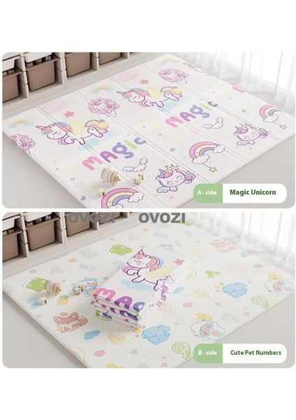 Ovozı 200×180×2CM Çift Taraflı Katlanabilir Bebek Emekleme Matı Oyun Paspasları ve Halıları (Yurt Dışından)