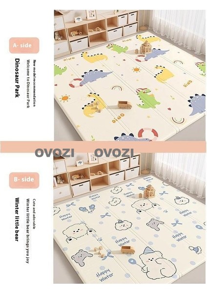 Ovozı 200×180×1.5CM Çift Taraflı Katlanabilir Bebek Emekleme Minderi Oyun Paspasları ve Halıları (Yurt Dışından)