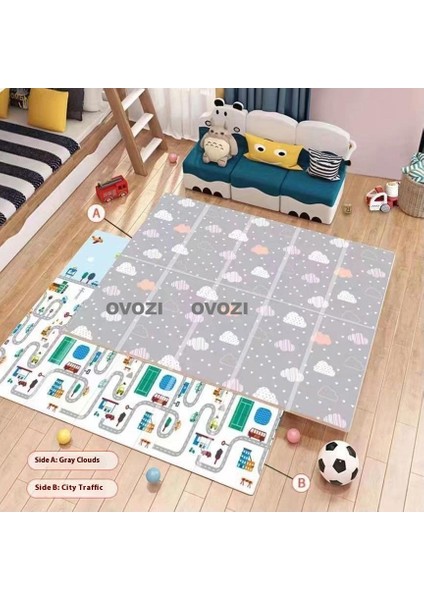 Ovozı 160×180×1CM Çift Taraflı Katlanabilir Bebek Emekleme Matı Oyun Paspasları ve Halıları (Yurt Dışından)