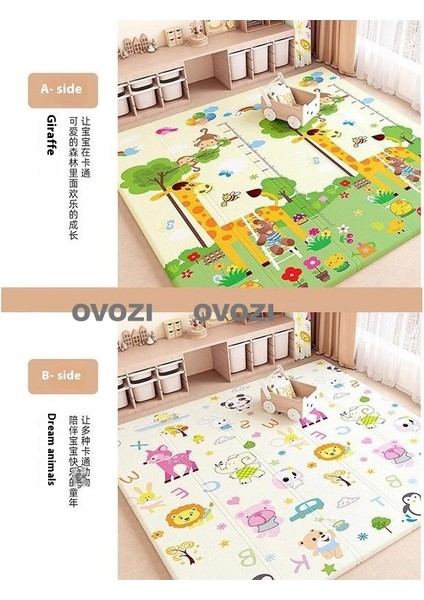 Ovozı 200×180×1.5CM Çift Taraflı Katlanabilir Bebek Emekleme Minderi Oyun Paspasları ve Halıları (Yurt Dışından)