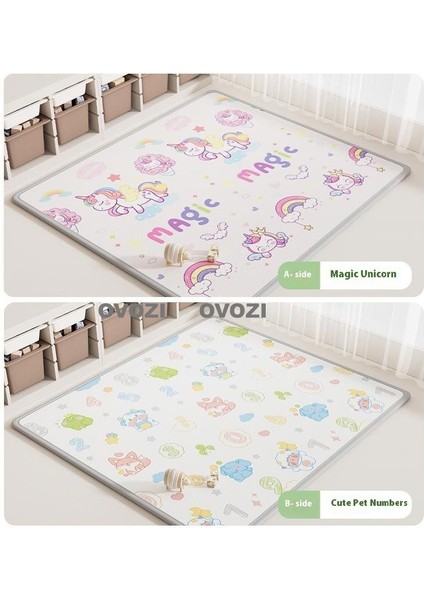 Ovozı 200×180×1.5CM Çift Taraflı Katlanabilir Bebek Emekleme Minderi Oyun Paspasları ve Halıları (Yurt Dışından)