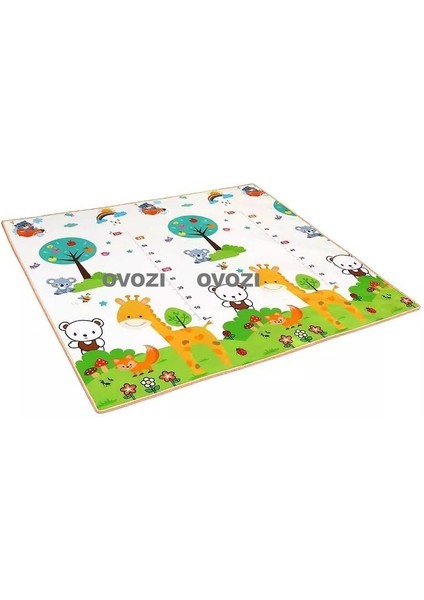 Ovozı 200×180×1CM Çift Taraflı Katlanabilir Bebek Emekleme Matı Oyun Paspasları ve Halıları (Yurt Dışından)