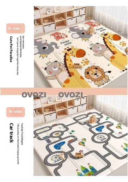 Ovozı 200×180×1.5CM Çift Taraflı Katlanabilir Bebek Emekleme Minderi Oyun Paspasları ve Halıları (Yurt Dışından)