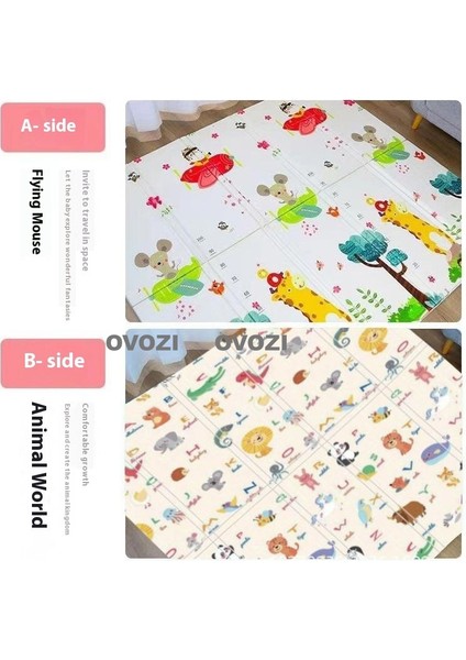 Ovozı 200×180×1CM Çift Taraflı Katlanabilir Bebek Emekleme Matı Oyun Paspasları ve Halıları (Yurt Dışından)