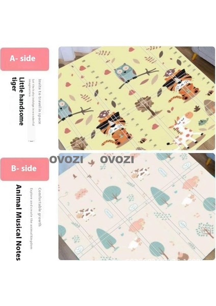 Ovozı 200×180×1CM Çift Taraflı Katlanabilir Bebek Emekleme Matı Oyun Paspasları ve Halıları (Yurt Dışından)