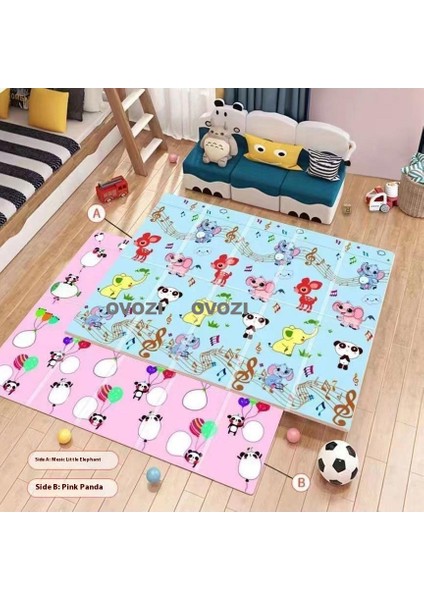Ovozı 200×180×1CM Çift Taraflı Katlanabilir Bebek Emekleme Matı Oyun Paspasları ve Halıları (Yurt Dışından)