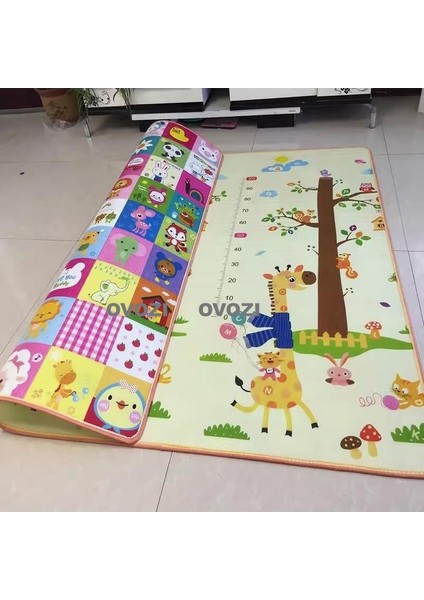 Ovozı 200×180×1CM Çift Taraflı Katlanabilir Bebek Emekleme Matı Oyun Paspasları ve Halıları (Yurt Dışından)