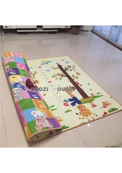 Ovozı 200×180×1CM Çift Taraflı Katlanabilir Bebek Emekleme Matı Oyun Paspasları ve Halıları (Yurt Dışından)