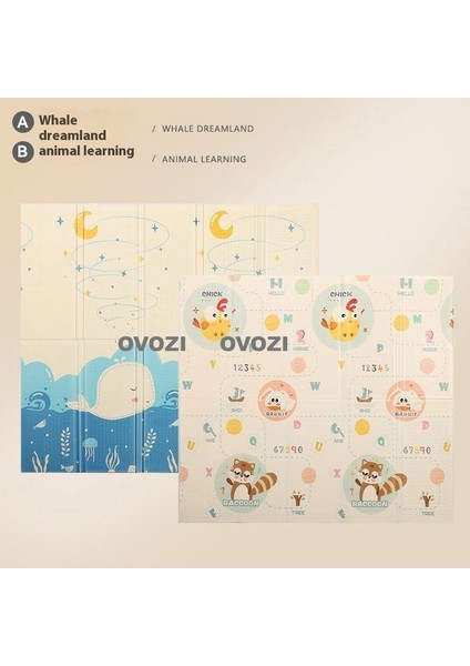 Ovozı 200×180×1CM Çift Taraflı Katlanabilir Bebek Emekleme Matı Oyun Paspasları ve Halıları (Yurt Dışından)