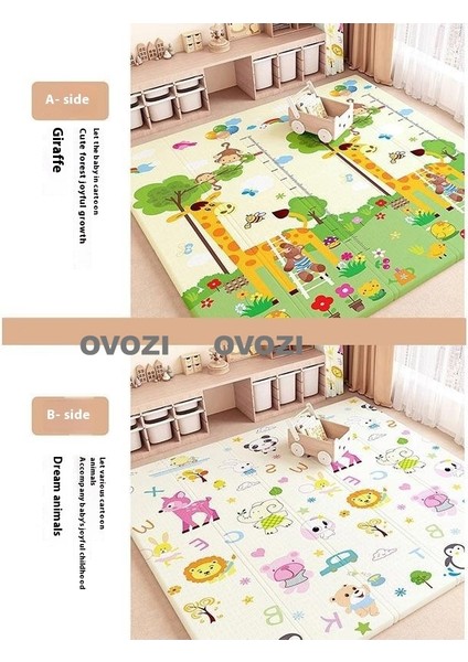 Ovozı 200×180×1CM Çift Taraflı Katlanabilir Bebek Emekleme Matı Oyun Paspasları ve Halıları (Yurt Dışından)