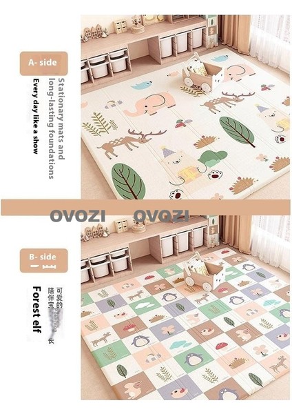 Ovozı 200×180×1CM Çift Taraflı Katlanabilir Bebek Emekleme Matı Oyun Paspasları ve Halıları (Yurt Dışından)